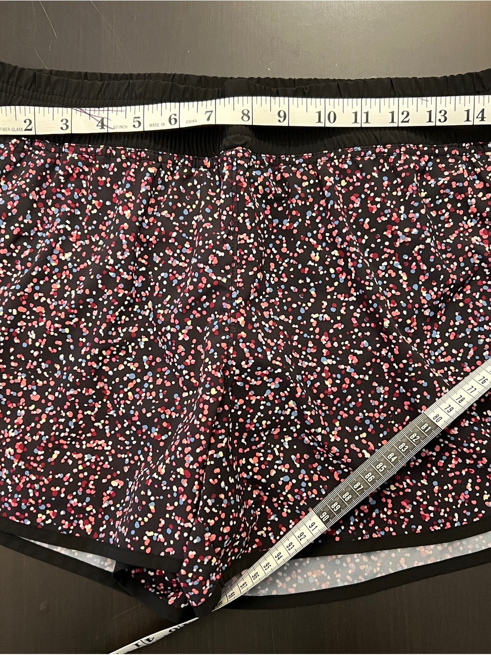 Amazon Black Athletic Shorts with Pink & Blue Dot Print
